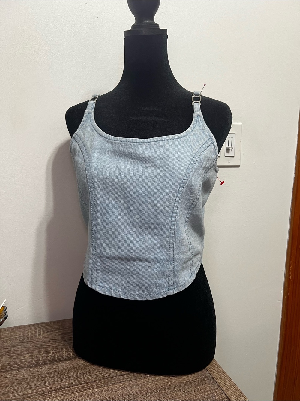 Japna Light Blue Denim Cami Top with Adjustable Straps